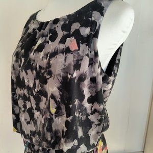 BCBGMaxAzria Paint Strokes Print Tie Waist Janis Dress with Pockets